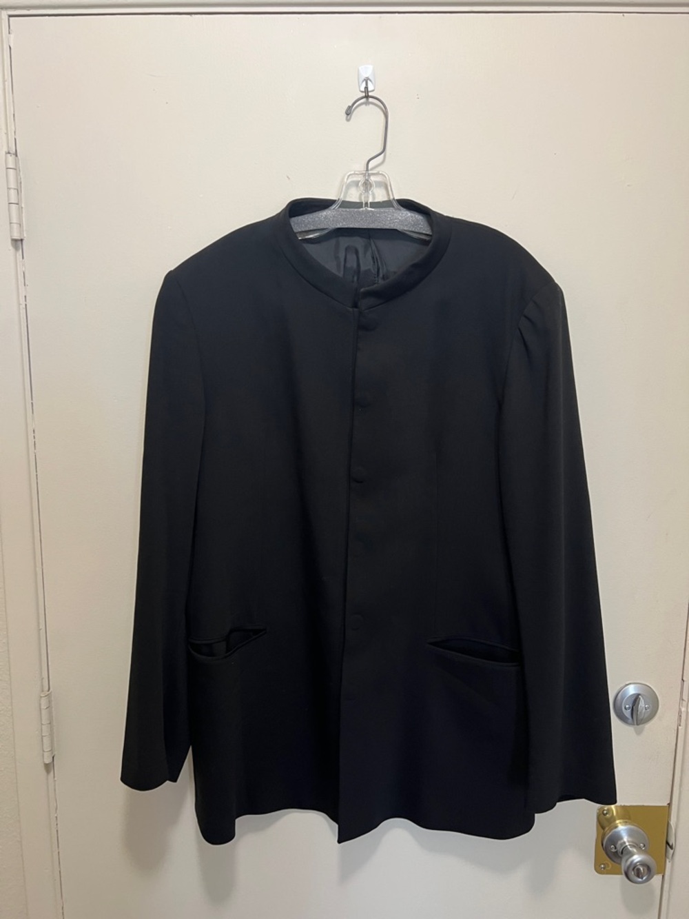 Emporio Armani Black Mandarin Collar Blazer